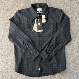 Scott James Men’s Long Sleeve Plaid Shirt Size L Navy Black NWT